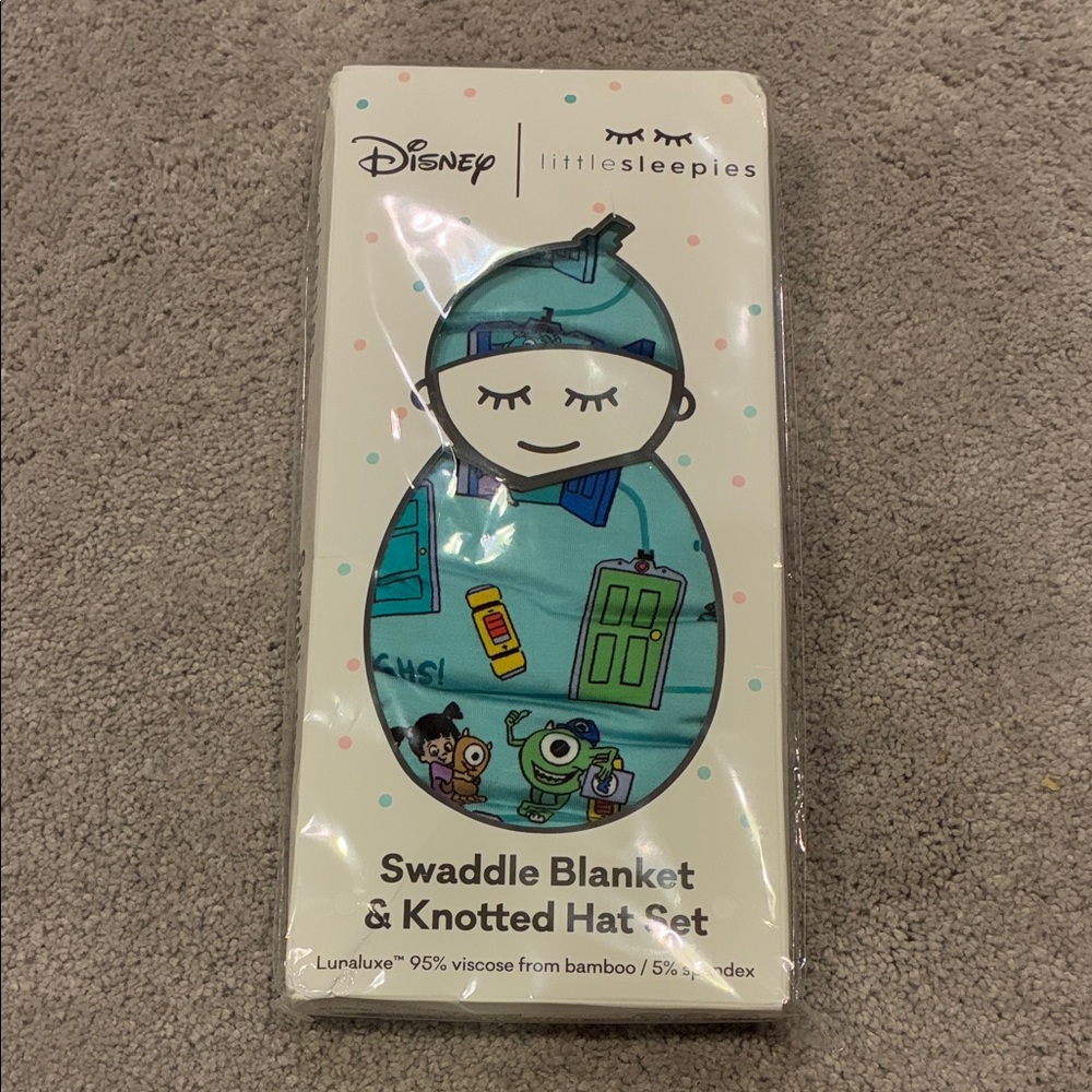 Little Sleepies Monsters Swaddle & Hat Set